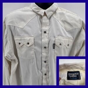 Brooks & Dunn Panhandle Slim Mens Cream Western Pearl Snap Shirt L